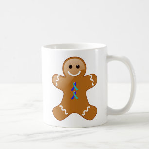 Pepparkaksgubbe med kalk, Rosa och blått Rosett ba Kaffemugg