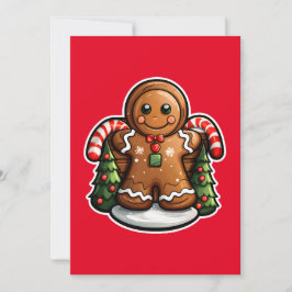 Pepparkaksgubbe med polkagrisar julkort