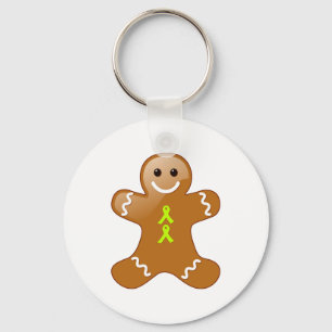Pepparkaksgubbe med Rosett band Lime Green Awarene Nyckelring