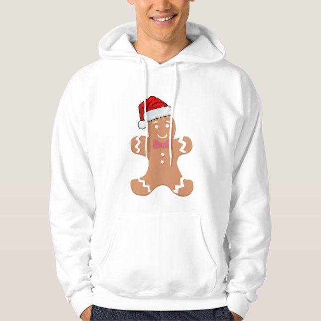 Pepparkaksgubbe med Santa Hat Hoodie (Framsida)