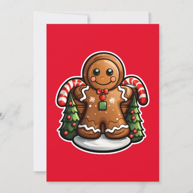 Pepparkaksgubbe med sockertoppar julkort (Framsida)