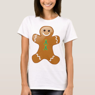 Pepparkaksgubbe med Teal and Lime Green Ribbon T Shirt