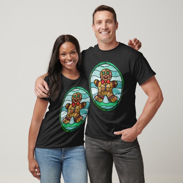 Pepparkaksgubbe nedfläckad glas stil t shirt (Unisex)