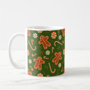 Pepparkaksgubbe och candy cane mönster kaffemugg