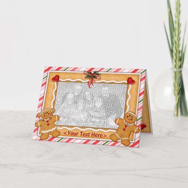 Pepparkaksgubbe och kvinna helgkort (Framsida)