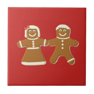 Pepparkaksgubbe och kvinna på Röd Kakelplatta