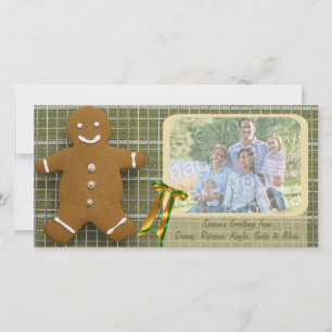 Pepparkaksgubbe- och menyflikskort för foto-Helgda Julkort