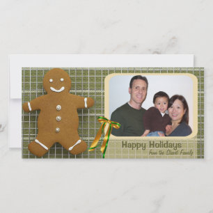 Pepparkaksgubbe- och menyflikskort för foto-Helgda Julkort