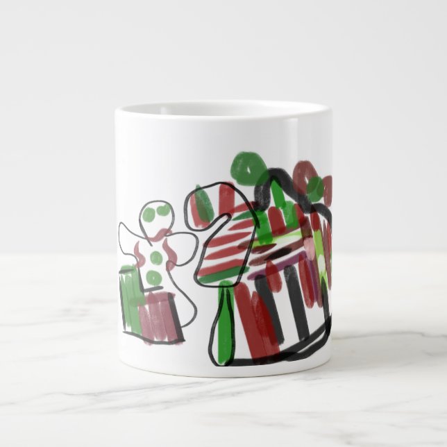 Pepparkaksgubbe och roligt sten jumbo mugg (Framsidan)