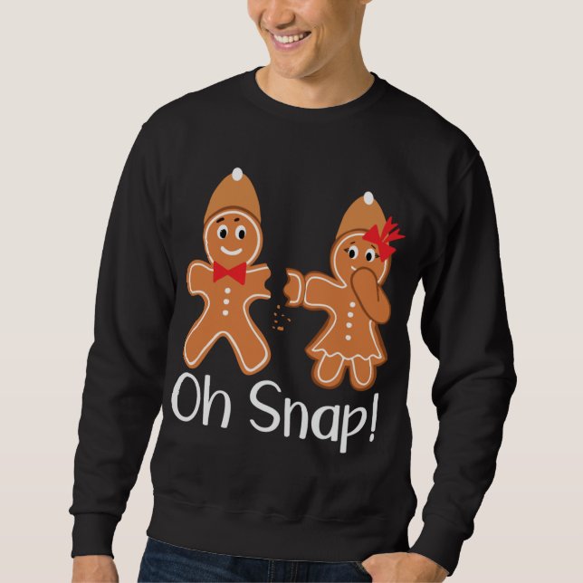 Pepparkaksgubbe Oh Snap Funny jul Lång Ärmad Tröja (Framsida)