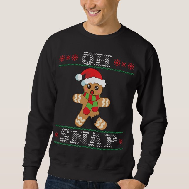 Pepparkaksgubbe Oh Snap jul Ugly Sweater Lång Ärmad Tröja (Framsida)