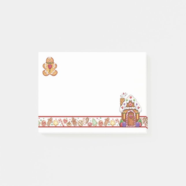 Pepparkaksgubbe- & pepparkakahus som Posta-Det Post-it Block (Framsida)