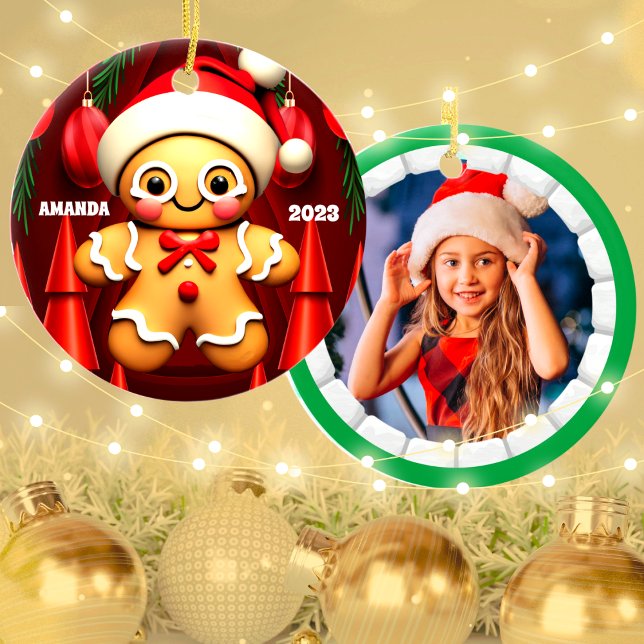 Pepparkaksgubbe Personlig Kids Photo Julgransprydnad Keramik (Skapare uppladdad)
