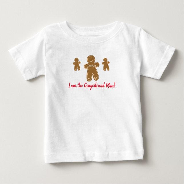 Pepparkaksgubbe Personlig Namn Helgdag Festive T Shirt (Framsida)