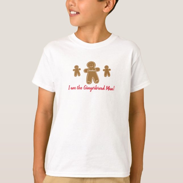 Pepparkaksgubbe Personlig Namn Helgdag Festive T Shirt (Framsida)