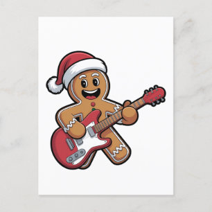 Pepparkaksgubbe Play Guitar Electric-jul Helg Vykort