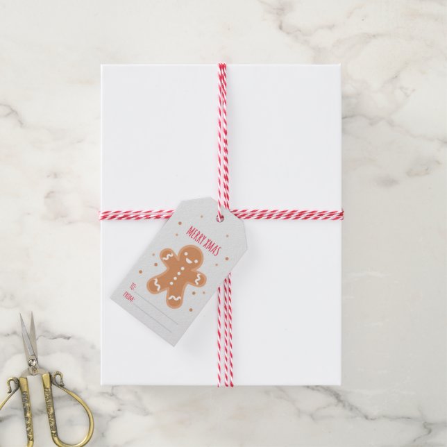 Pepparkaksgubbe Presentetikett (Med Snöre)