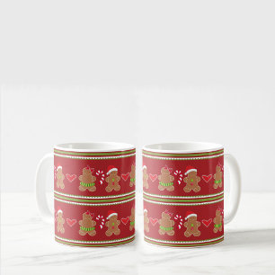 Pepparkaksgubbe Red and Grönt vågrät Rand Kaffemugg