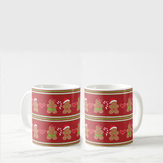 Pepparkaksgubbe Red and Grönt vågrät Rand Kaffemugg