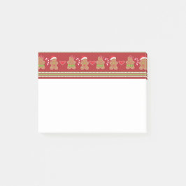 Pepparkaksgubbe Red and Grönt Vågrät Rand Post-it Block