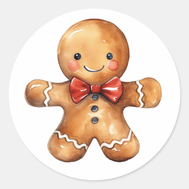 Pepparkaksgubbe Runt Klistermärke (Framsida)