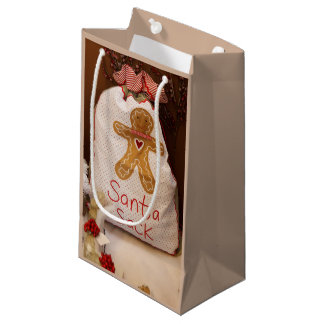 Pepparkaksgubbe Santa Sack Small Tan Gift Bag
