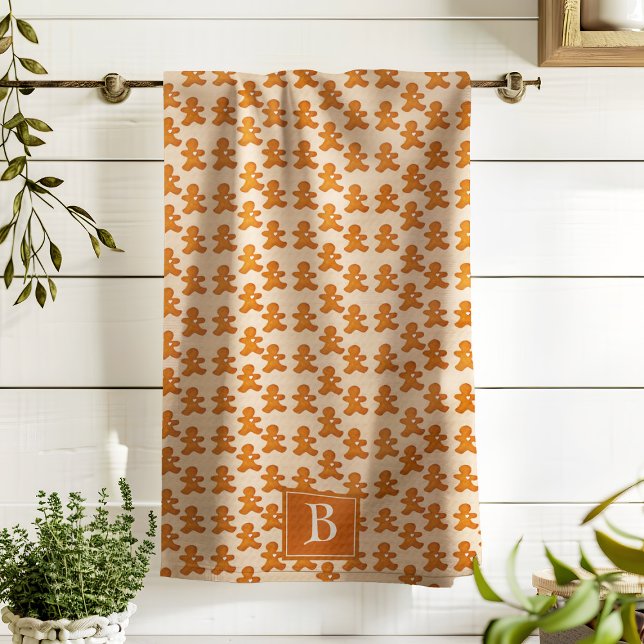 Pepparkaksgubbe Scandinavian Mongogram Roligt Helg Kökshandduk (Skapare uppladdad)