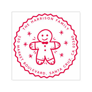 PEPPARKAKSGUBBE & SNÖFLINGOR NAMN & RETURADRESS SJÄLVFÄRGANDE STÄMPEL