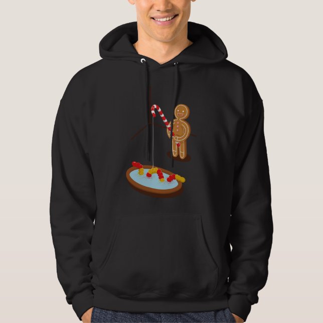 Pepparkaksgubbe som fiskar med gummifisk Mask Hoodie (Framsida)