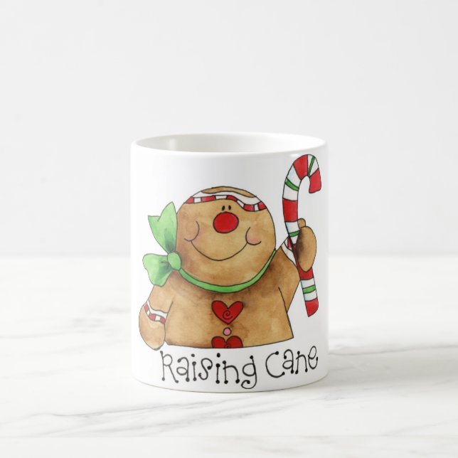 Pepparkaksgubbe som lyfter käppmuggen kaffemugg (Center)