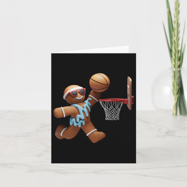 Pepparkaksgubbe Spela basket jul Julafton Kort (Framsida)