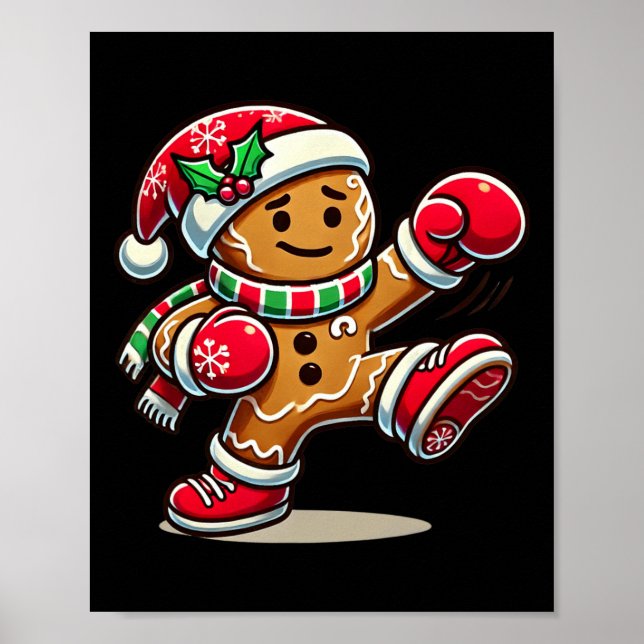 Pepparkaksgubbe spela Thai Boxing jul Julafton Poster (Framsidan)