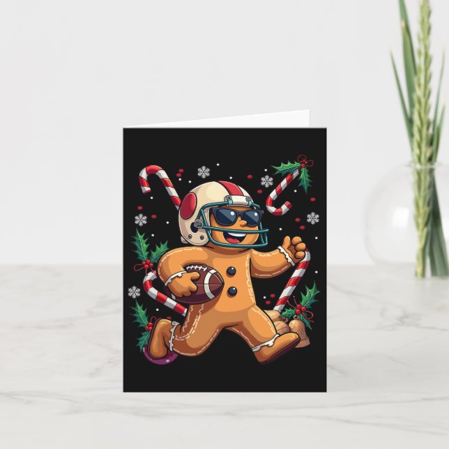 Pepparkaksgubbe Spelar fotboll Jul Julafton Ki Kort (Framsida)