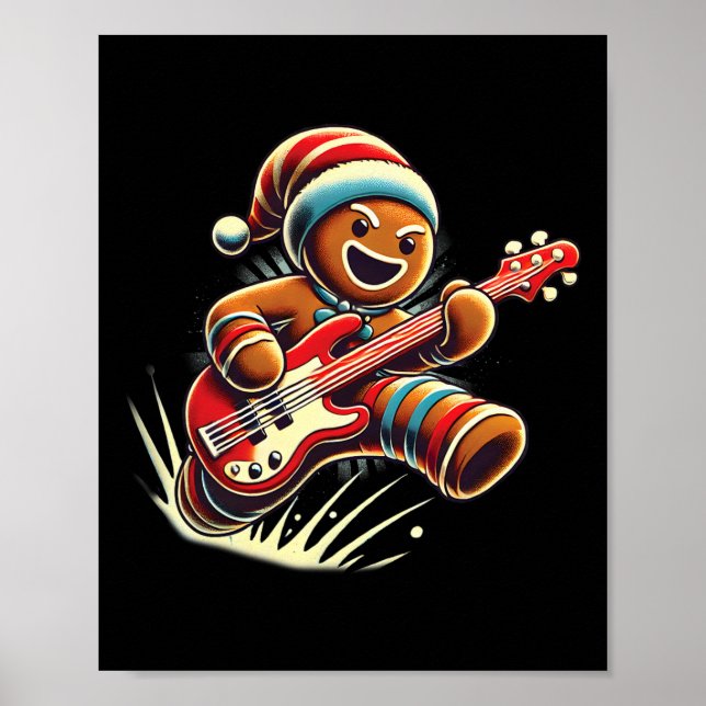 Pepparkaksgubbe spelar gitarr julmusiker gitarr poster (Framsidan)