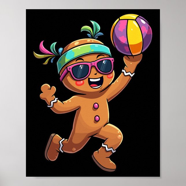 Pepparkaksgubbe spelar Volleyball-julafton Julafto Poster (Framsidan)