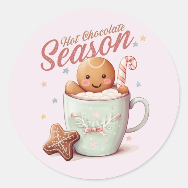 Pepparkaksgubbe Stickers Runt Klistermärke (Framsida)