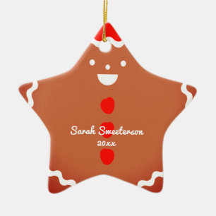 Pepparkaksgubbe stjärna - prydnadsföremål för julk julgransprydnad keramik
