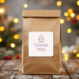 Pepparkaksgubbe Tack Helgdag-fästmärke Fyrkantigt Klistermärke