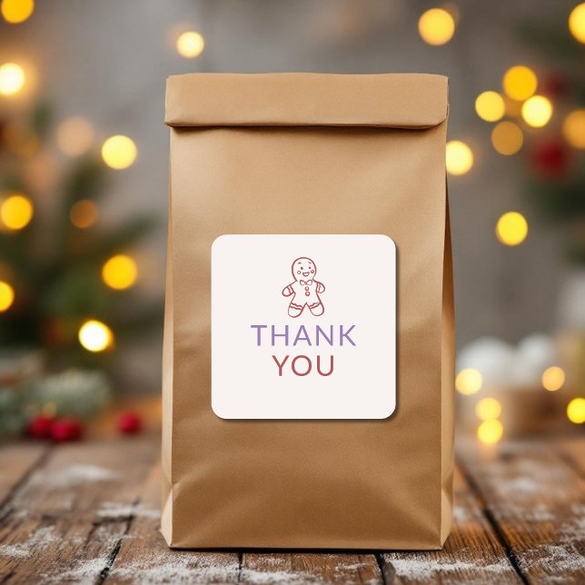 Pepparkaksgubbe Tack Helgdag-fästmärke Fyrkantigt Klistermärke (Skapare uppladdad)