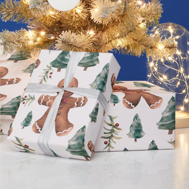 Pepparkaksgubbe träd bär Modern jul Presentpapper (Helgdagar)