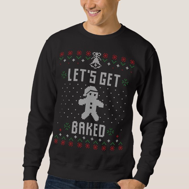 Pepparkaksgubbe Ugly jul Sweater Funny Låt oss Lång Ärmad Tröja (Framsida)