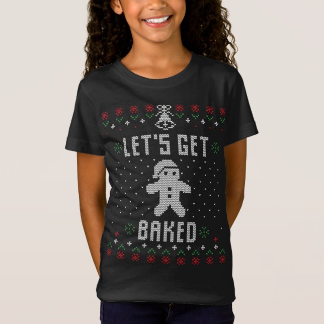 Pepparkaksgubbe Ugly jul Sweater Funny Låt oss T Shirt (Framsida)
