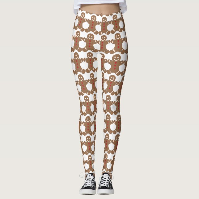 Pepparkaksgubbe Vita ben Leggings (Framsida)