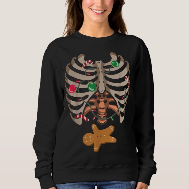 Pepparkaksgubbe X Ray Skeleton Bones jultre T Shirt (Framsida)