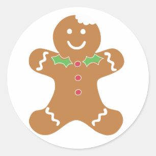 Pepparkaksgubbejulklistermärkear Runt Klistermärke
