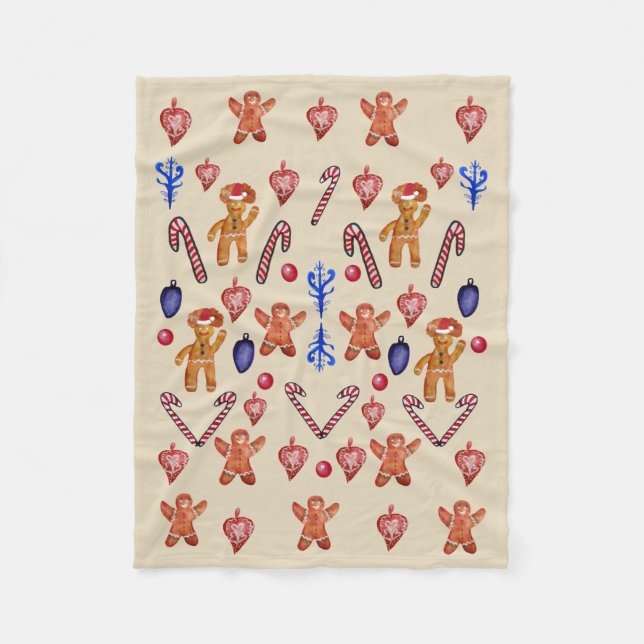 Pepparkaksgubbekakor, juldekor fleecefilt (Framsidan)