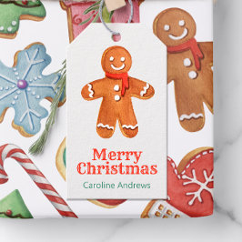 Pepparkaksgubben Cookies för vattenfärgsjul Presentetikett