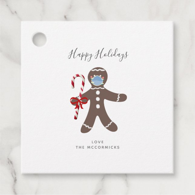 Pepparkaksgubben Covid jul Funny Ansikte Mask Gåvor Etiketter (Framsida)