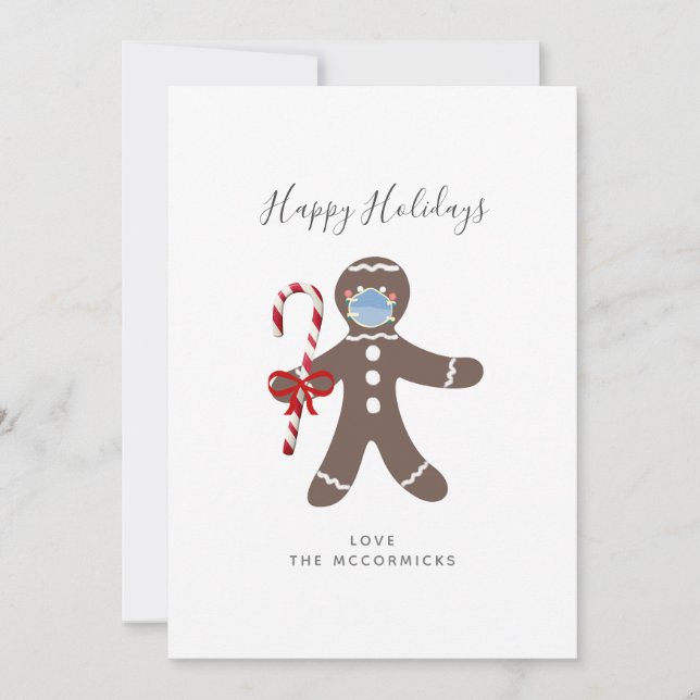 Pepparkaksgubben Covid jul Funny Ansikte Mask Julkort (Framsida)