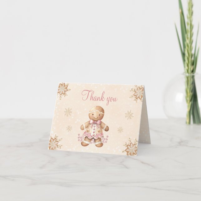Pepparkaksgubben Cute Rosa, jul, babykläder Tack Kort (Framsida)